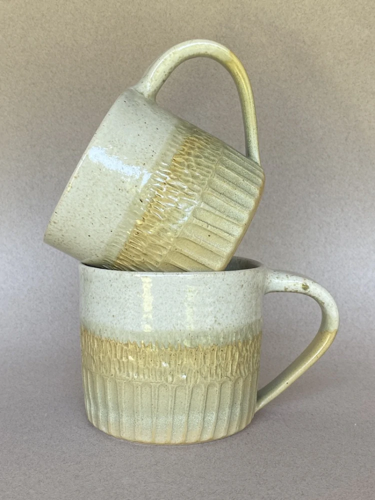 Keramický hrnek, rýhovaný, Dusty Green