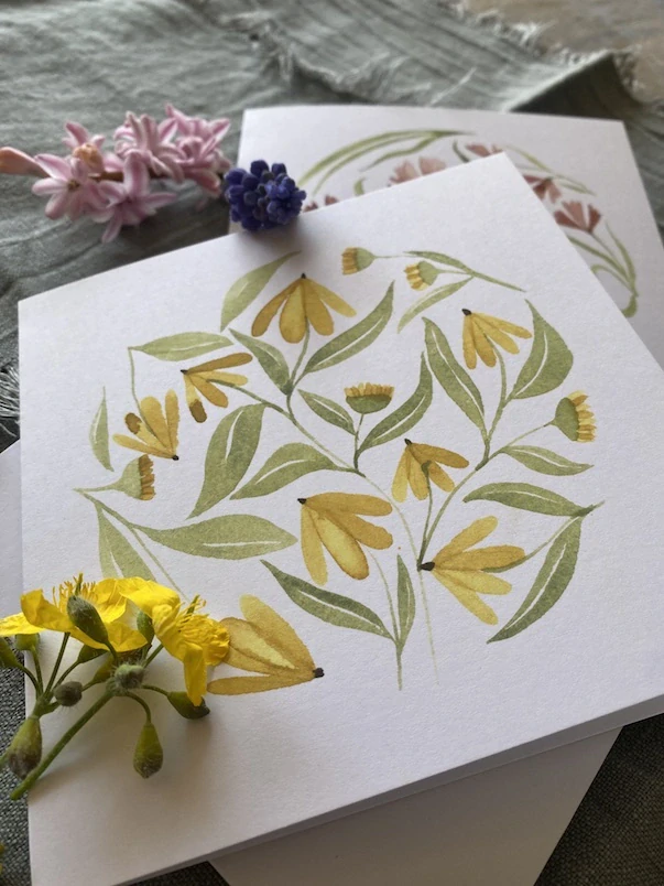 Blahopřání žluté květinové