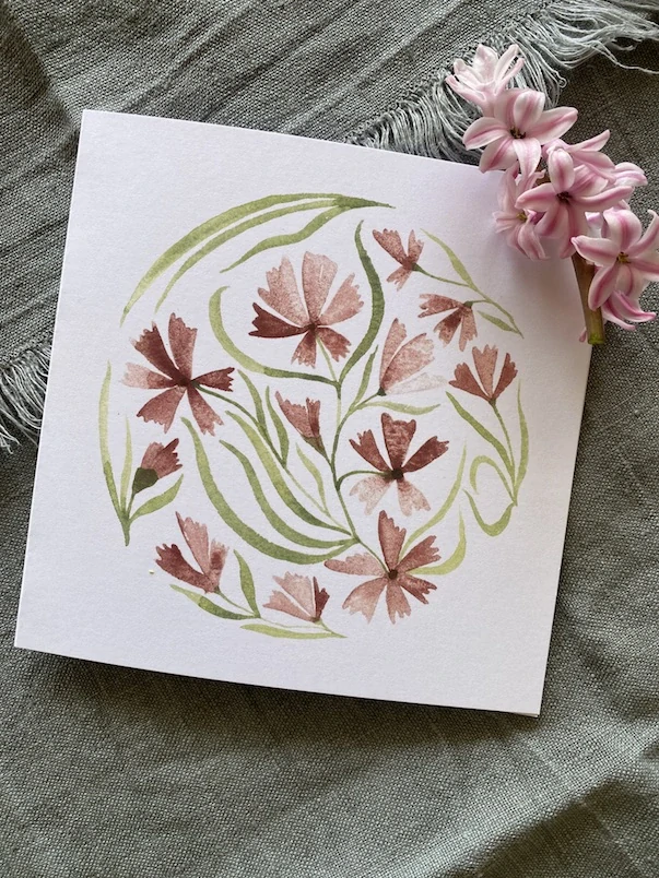 Blahopřání růžové květinové