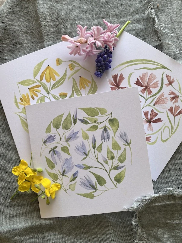 Blahopřání modré květinové