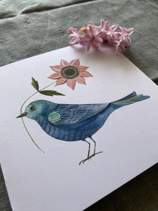 Blahopřání Jarabáček s květinou