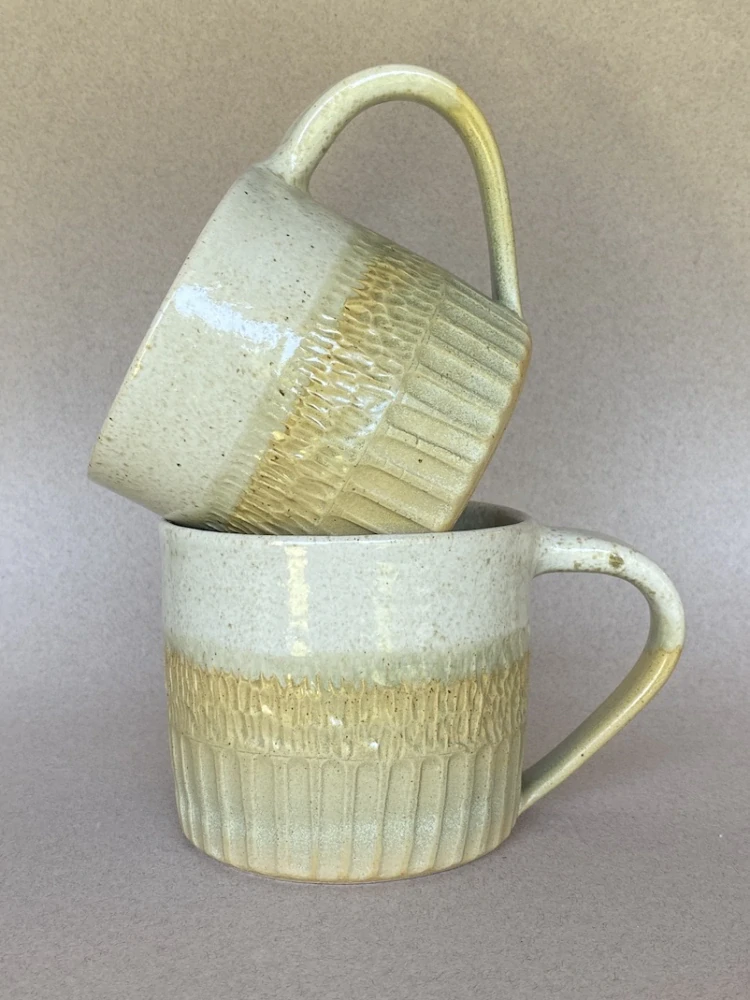 Keramický hrnek, rýhovaný, Dusty Green