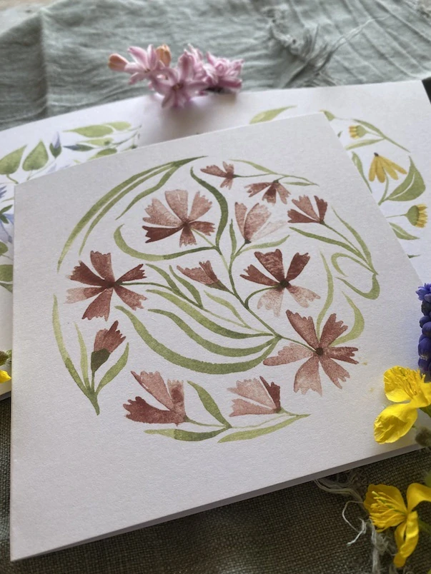 Blahopřání růžové květinové