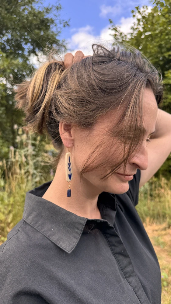 Náušnice, Lístečkové s Lapis Lazuli