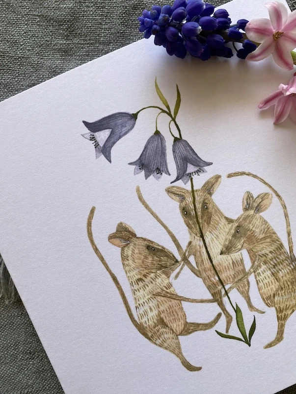 Blahopřání Tři myšky se zvonky