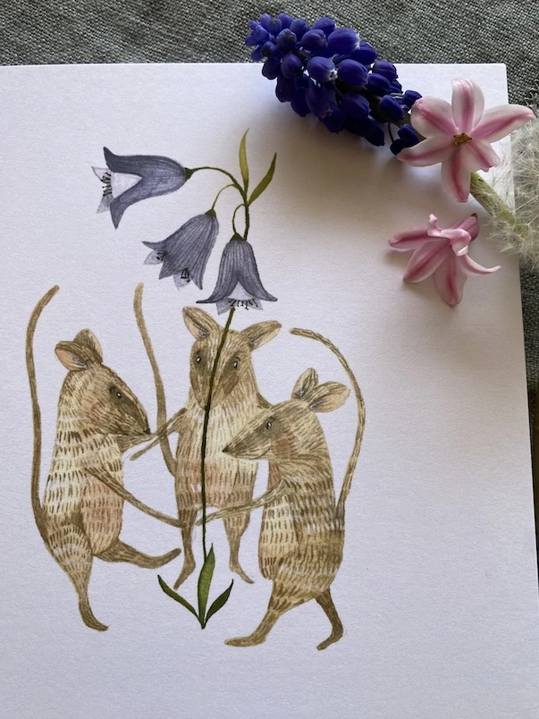 Blahopřání Tři myšky se zvonky