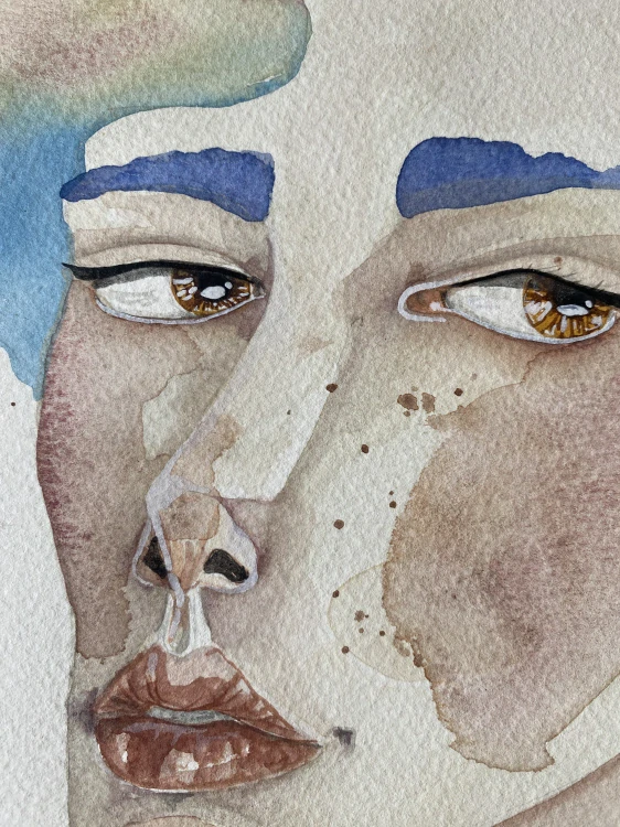 Slečna Tasia, originální obraz, akvarel, 61x48 cm