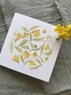 Blahopřání žluté květinové