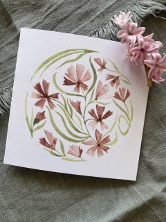 Blahopřání růžové květinové