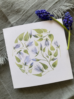 Blahopřání modré květinové